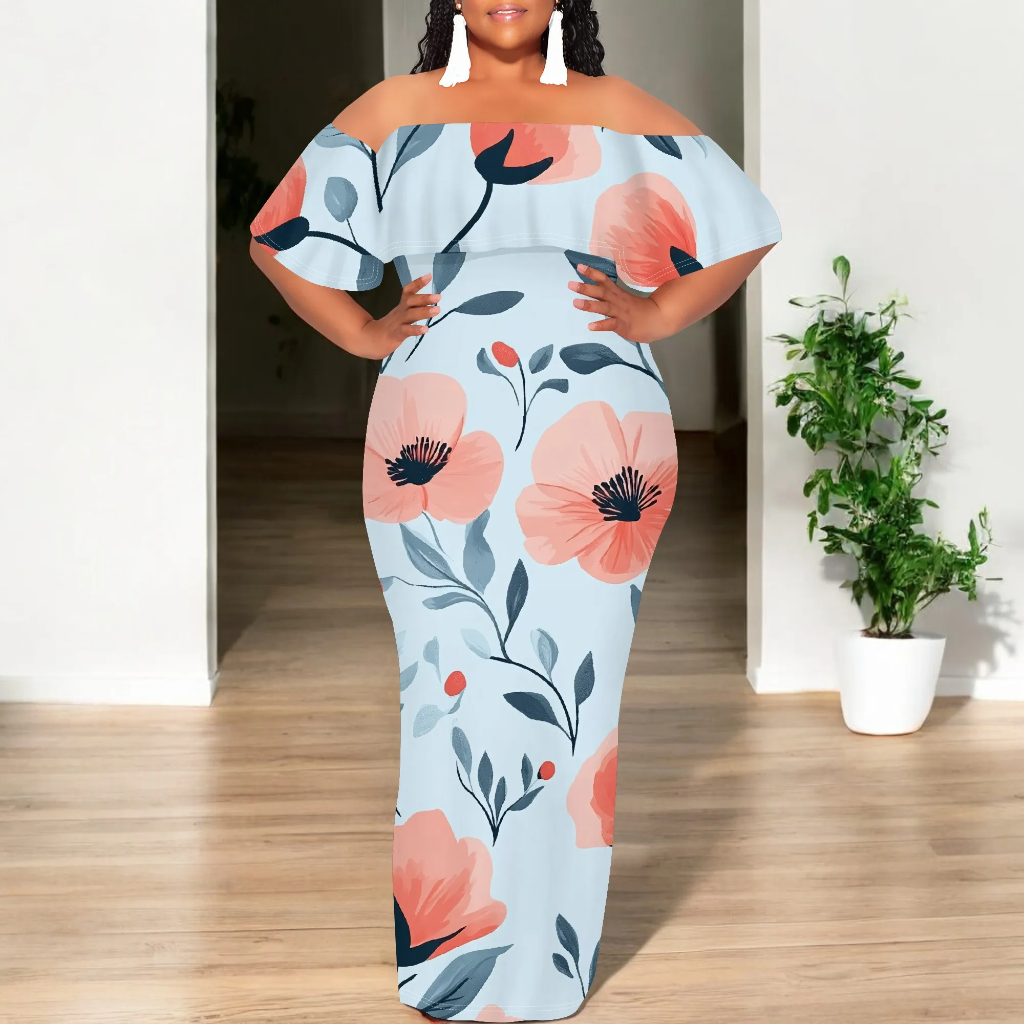 Womens Sexy Casual Dresses Colorful Geometric Off-Shoulder Ruffle Maxi Dress Party Evening Resortwear Swing Neck Dress
Womens Sexy Casual Dresses Colorful Geometric Off-Shoulder Ruffle Maxi Dress Party Evening Resortwear Swing Neck Dress