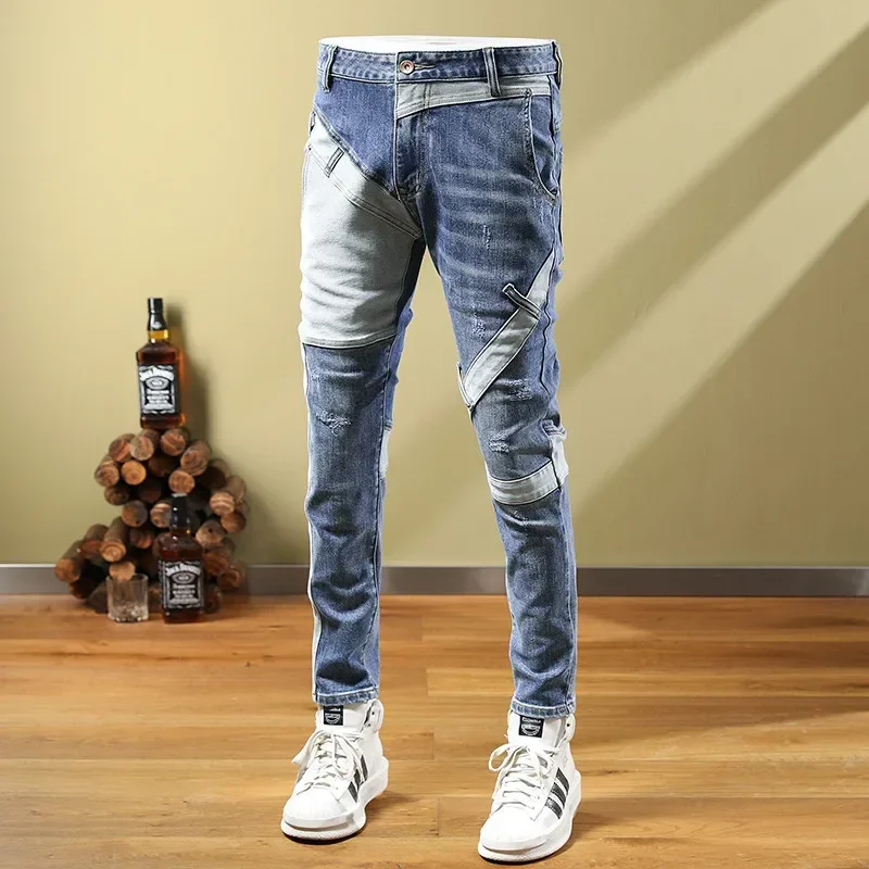 Denim Pants Men Long Jeans Pencil Pant Splice Simple Straight Trousers Casual High Waist Sheath Pocket Button Slim Fit Winter
Denim Pants Men Long Jeans Pencil Pant Splice Simple Straight Trousers Casual High Waist Sheath Pocket Button Slim Fit Winter