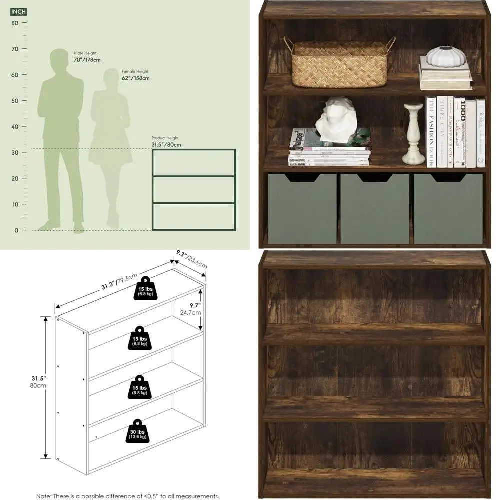 3-х уровневая открытая книжная полка Янтарной сосны, 9,3x31,3x31,5, подходит для гостиной, спальни, домашнего офиса
3-х уровневая открытая книжная полка Янтарной сосны, 9,3x31,3x31,5, подходит для гостиной, спальни, домашнего офиса