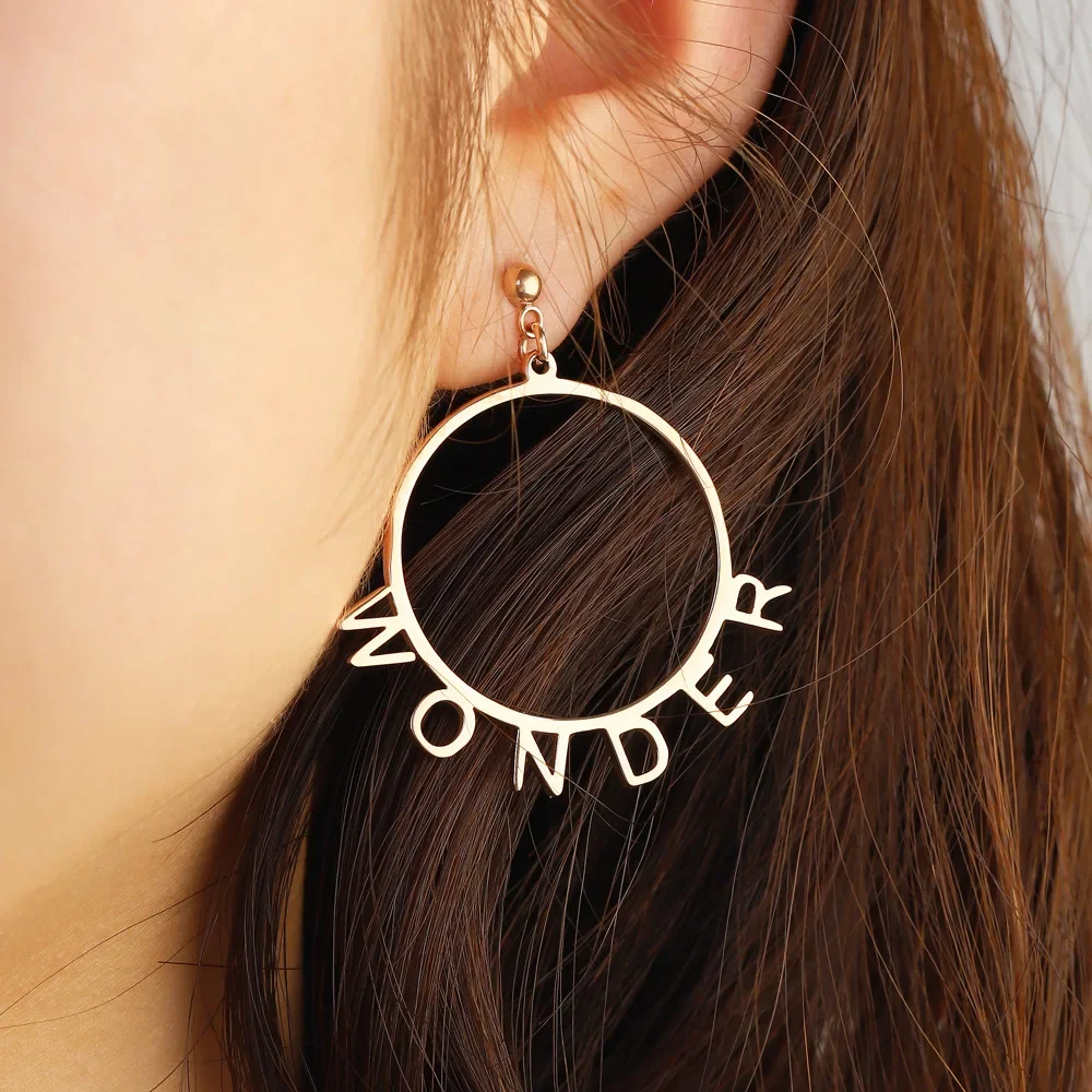 Custom Name Letter Hoop Earrings Luxury Stainless Steel Sun Shape Gold Earrings for Women Couple Mother's Day Gift Birthday
Custom Name Letter Hoop Earrings Luxury Stainless Steel Sun Shape Gold Earrings for Women Couple Mother's Day Gift Birthday