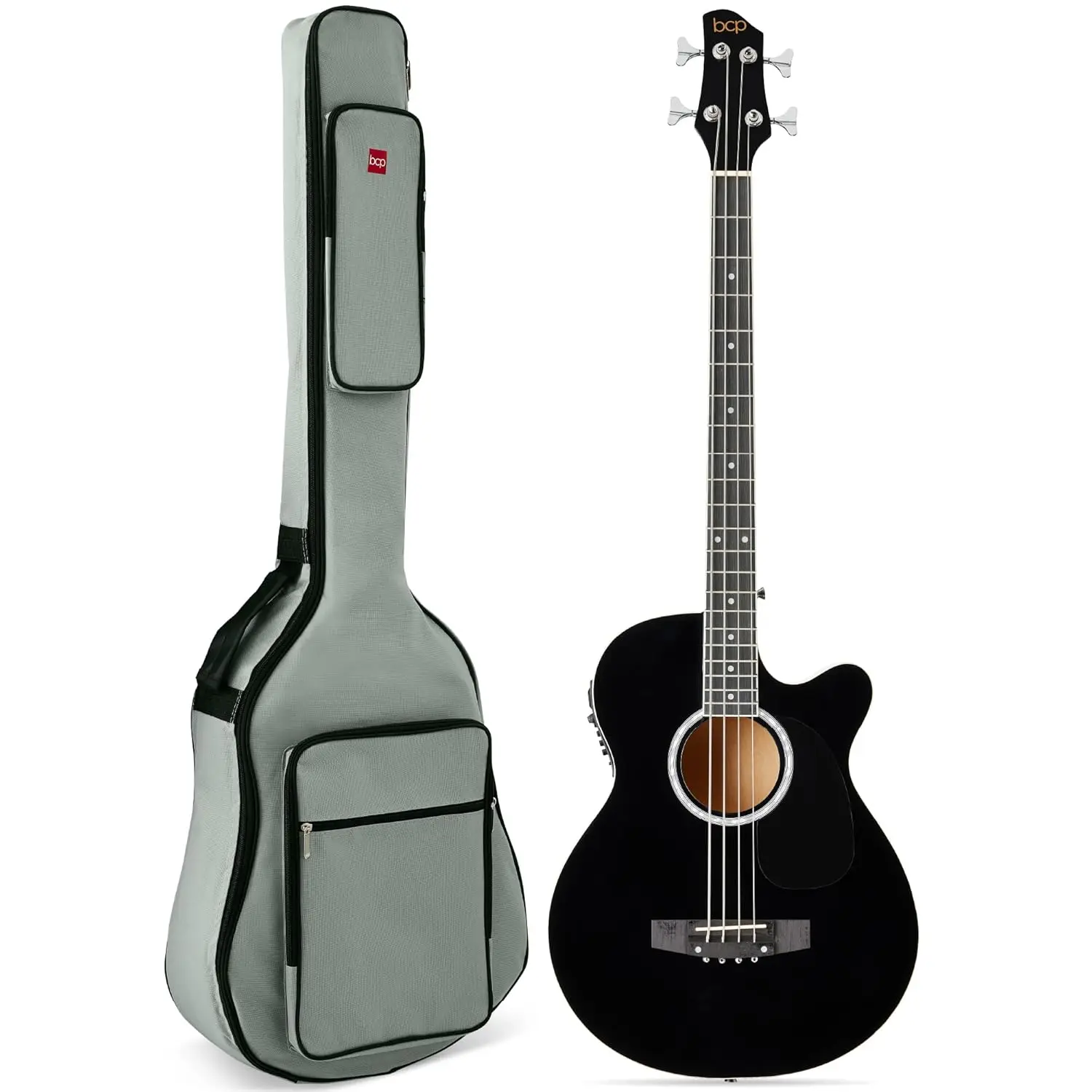 Acoustic Electric Bass Guitar, Full Size 4 String, Fretted Bass Guitar w/Padded Gig Bag - Black, Customized
Acoustic Electric Bass Guitar, Full Size 4 String, Fretted Bass Guitar w/Padded Gig Bag - Black, Customized