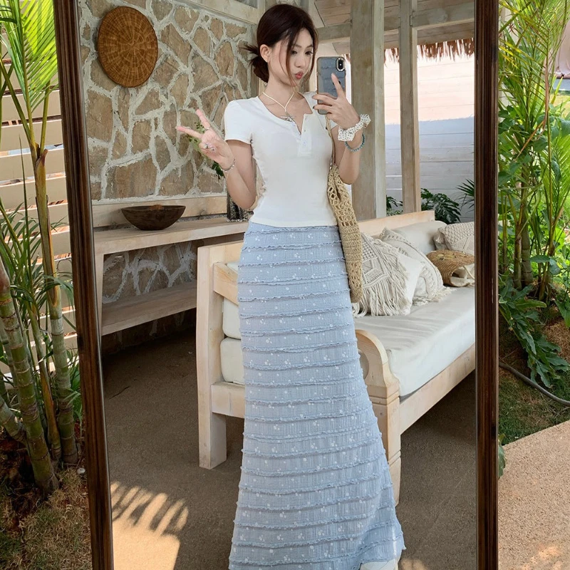 2 Pieces Skirt Sets for Women Short Sleeve Luxury Designer Clothing Korea New Matching The Function Woman Outfit Fishtail Skirt
2 Pieces Skirt Sets for Women Short Sleeve Luxury Designer Clothing Korea New Matching The Function Woman Outfit Fishtail Skirt