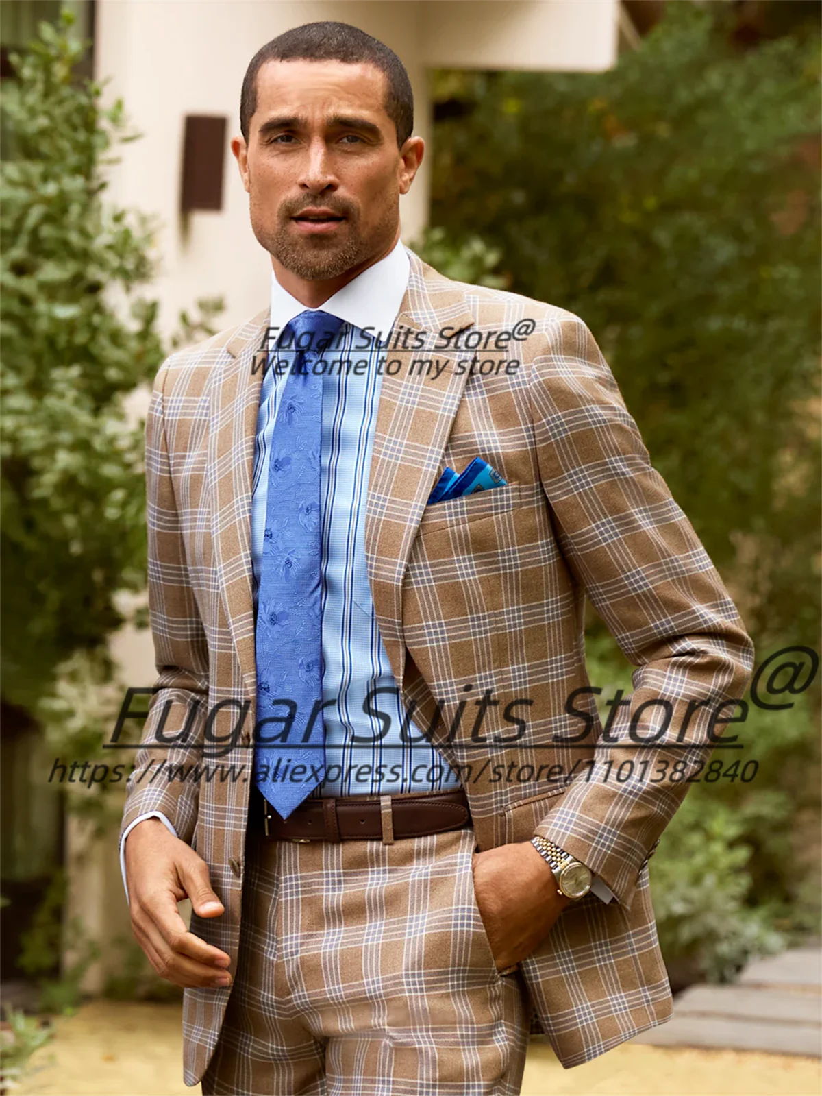 French style Formal Plaid Men Suits Customized Slim Notched Lapel Groom Tuxedos Male Party Blazers 2 Pcs Sets trajes para hombre
French style Formal Plaid Men Suits Customized Slim Notched Lapel Groom Tuxedos Male Party Blazers 2 Pcs Sets trajes para hombre