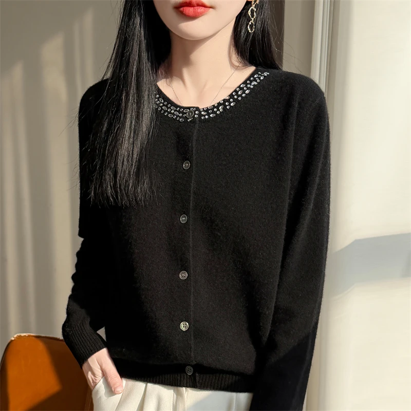New Worsted Spring And Autumn Women Cardigan Round Neck Knitwear Solid Color Fashion High-grade Knitwear-ZD3042
New Worsted Spring And Autumn Women Cardigan Round Neck Knitwear Solid Color Fashion High-grade Knitwear-ZD3042