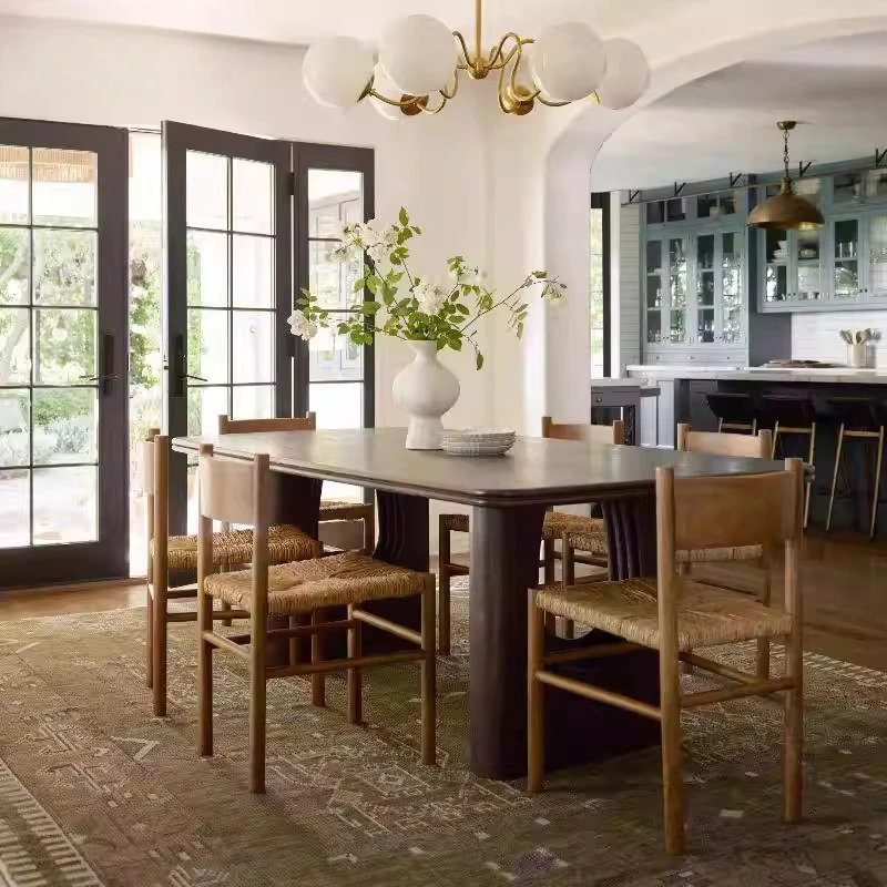 Solid wood dining table household small apartment dining table creative retro rectangular dining table
Solid wood dining table household small apartment dining table creative retro rectangular dining table