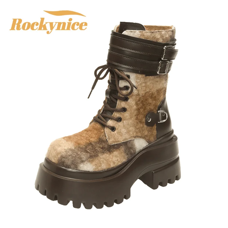 New 2025 Women Winter Fur Ankle Boots 9CM Female High Platform Sneakers Woman Belt Buckle Chunky Plush Warm Motorcycle Booties
New 2025 Women Winter Fur Ankle Boots 9CM Female High Platform Sneakers Woman Belt Buckle Chunky Plush Warm Motorcycle Booties