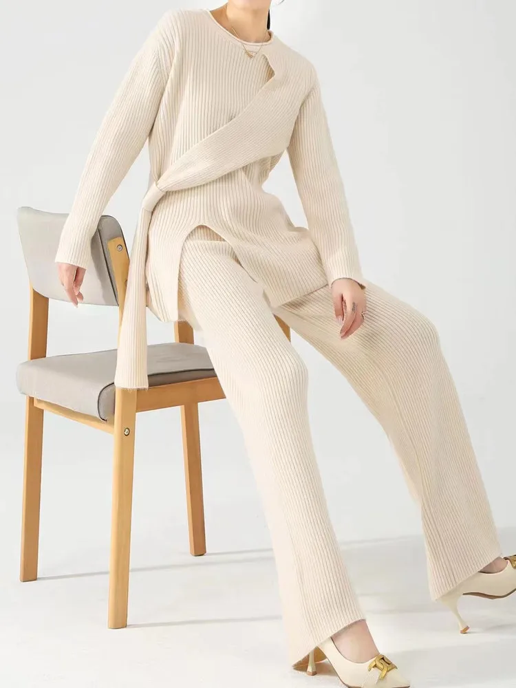2pcs Autumn Winter Pant Suits Women Outfits Knitted Pullover Top Wide Leg Pants Two-piece Set Women Tracksuits
2pcs Autumn Winter Pant Suits Women Outfits Knitted Pullover Top Wide Leg Pants Two-piece Set Women Tracksuits