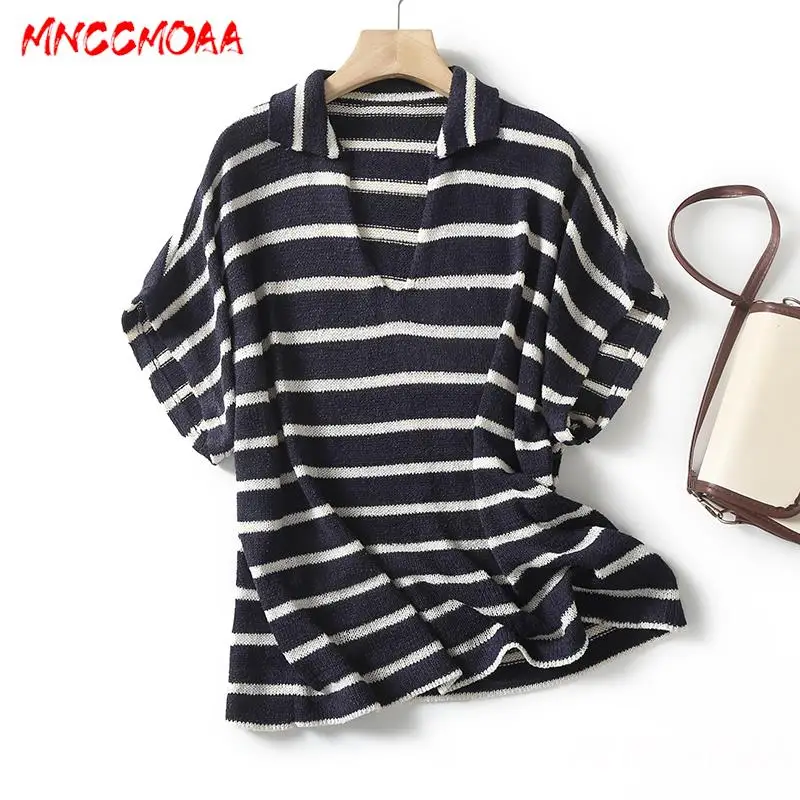 MNCCMOAA 2024 New Summer Short Sleeve Striped Polo Shirt Women Casual Knitted Loose T-shirt Tops
MNCCMOAA 2024 New Summer Short Sleeve Striped Polo Shirt Women Casual Knitted Loose T-shirt Tops