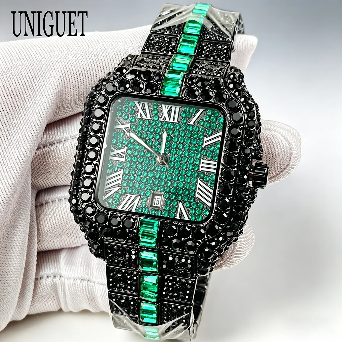\UNIGUET Cool Black Watches Men Hip Hop Green Diamond Quartz Wristwatch Fashion Roman Numerals Square Jewelry Clocks Man
\UNIGUET Cool Black Watches Men Hip Hop Green Diamond Quartz Wristwatch Fashion Roman Numerals Square Jewelry Clocks Man