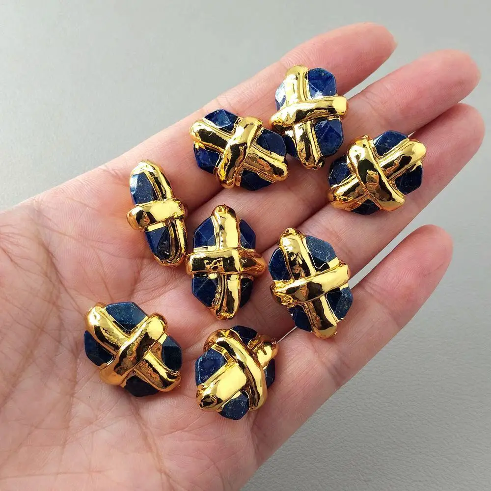 10 Pcs 18x24mm Blue Lapis Rectangle Connector Beads Gold Plated Cross For Jewelry Making DIY
10 Pcs 18x24mm Blue Lapis Rectangle Connector Beads Gold Plated Cross For Jewelry Making DIY