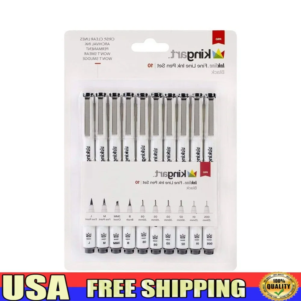 Black Ink Fine Line Art Pens Set of 10 Assorted Nibs Drawing Journaling Calligraphy Waterproof Non-Toxic Professional
Black Ink Fine Line Art Pens Set of 10 Assorted Nibs Drawing Journaling Calligraphy Waterproof Non-Toxic Professional