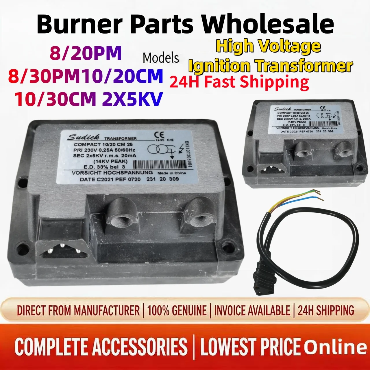 8/20PM 8/30PM 10/20CM 10/30CM 2X5KV Ignition Transformer High Voltage Pack Burner Ignition Parts, Same Day Shipping
8/20PM 8/30PM 10/20CM 10/30CM 2X5KV Ignition Transformer High Voltage Pack Burner Ignition Parts, Same Day Shipping