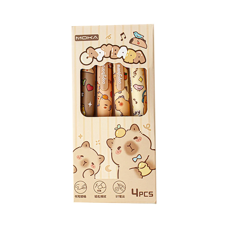 4 шт., милые стираемые гелевые ручки с рисунком капибары, кавайные быстросохнущие гладкие элегантные нейтральные ручки для письма, эстетические канцелярские принадлежности
4 шт., милые стираемые гелевые ручки с рисунком капибары, кавайные быстросохнущие гладкие элегантные нейтральные ручки для письма, эстетические канцелярские принадлежности