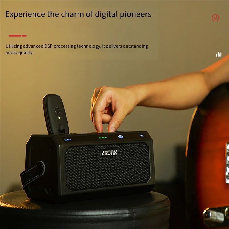 A99I-AROMA Guitar Amplifier TG-08 10W With Clean, Delay, Overdrive, Distortion Metal, 5 Hours Battery Life, Carrying Strap 
A99I-AROMA Guitar Amplifier TG-08 10W With Clean, Delay, Overdrive, Distortion Metal, 5 Hours Battery Life, Carrying Strap