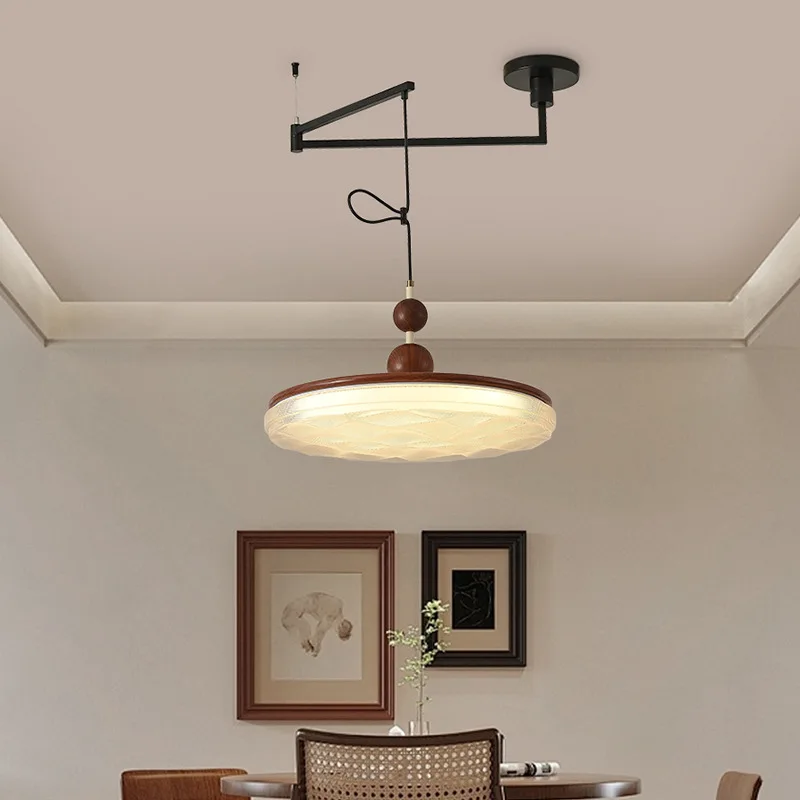 Nordic Retractable Rocker Arm Dining Table Chandeliers Retro Walnut Color Dining Room Lamp Rotating Folding Extension Chandelier
Nordic Retractable Rocker Arm Dining Table Chandeliers Retro Walnut Color Dining Room Lamp Rotating Folding Extension Chandelier