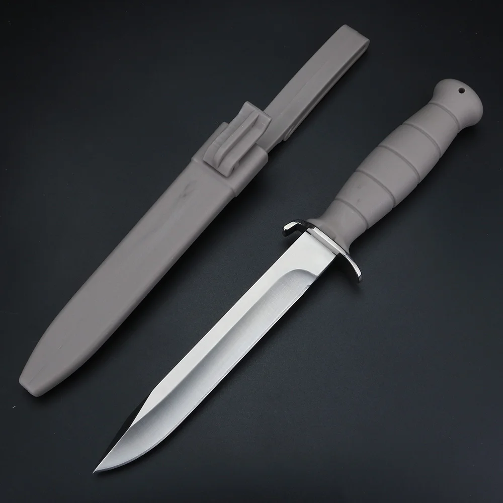 Outdoor survival hunting knife D2 leather sheath fixed blade rubber handle steel knife
Outdoor survival hunting knife D2 leather sheath fixed blade rubber handle steel knife