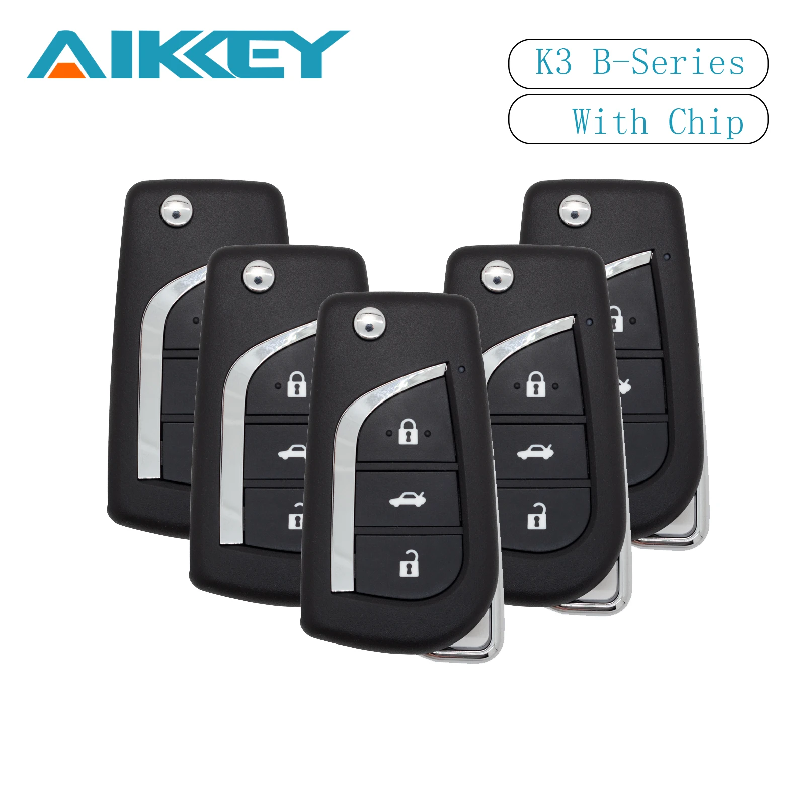 AIKKEY 5pcs K3 B Series 3 Buttons for Toyota Desgin AIK Machine Universal Car Remote Key Fob with Chip Control Key Maker Replace
AIKKEY 5pcs K3 B Series 3 Buttons for Toyota Desgin AIK Machine Universal Car Remote Key Fob with Chip Control Key Maker Replace