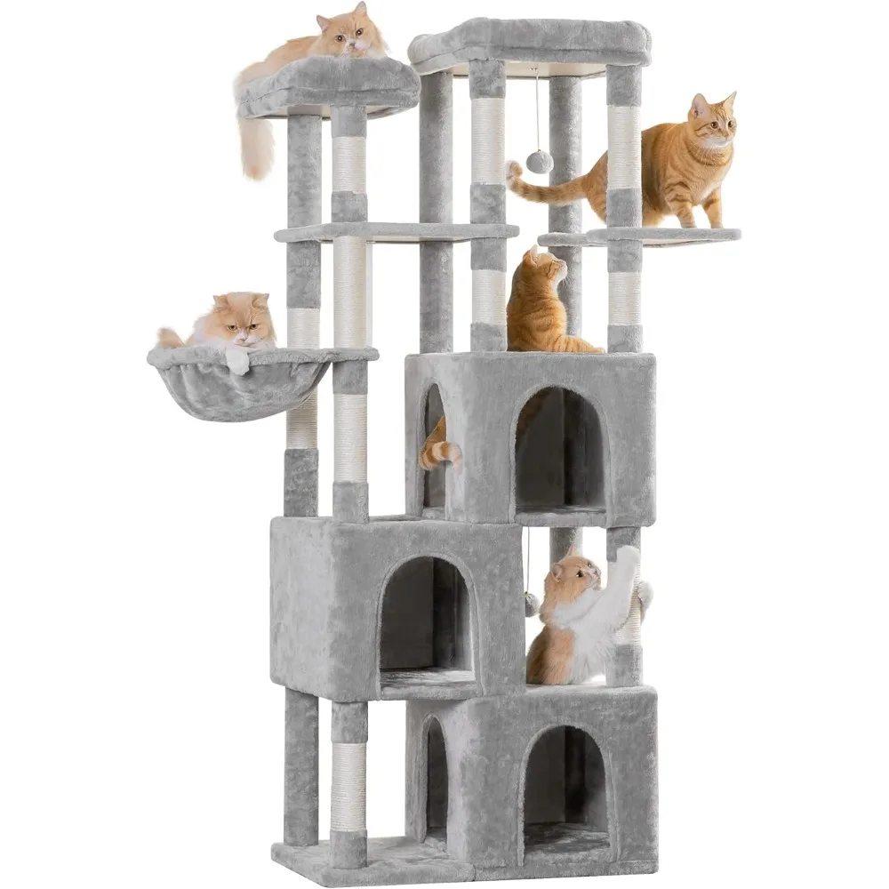 70.1-Inch Tall Cat Tower with 3 Cat Condos, Multi-Level Cat Stand for Large Cats Featuring Scratching Posts, Padded Perches,
70.1-Inch Tall Cat Tower with 3 Cat Condos, Multi-Level Cat Stand for Large Cats Featuring Scratching Posts, Padded Perches,