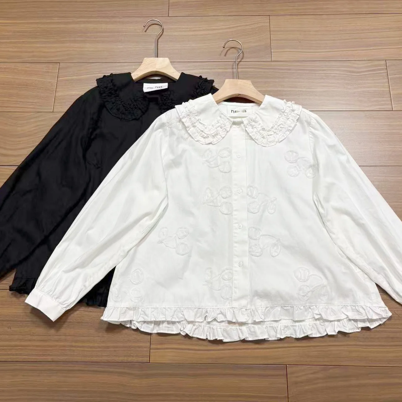 Spring 2026 Pure Cotton Long Sleeve Women's Shirt Floral Embellished Collar Wood Grain Japanese Sweet Style High Waist
Spring 2026 Pure Cotton Long Sleeve Women's Shirt Floral Embellished Collar Wood Grain Japanese Sweet Style High Waist