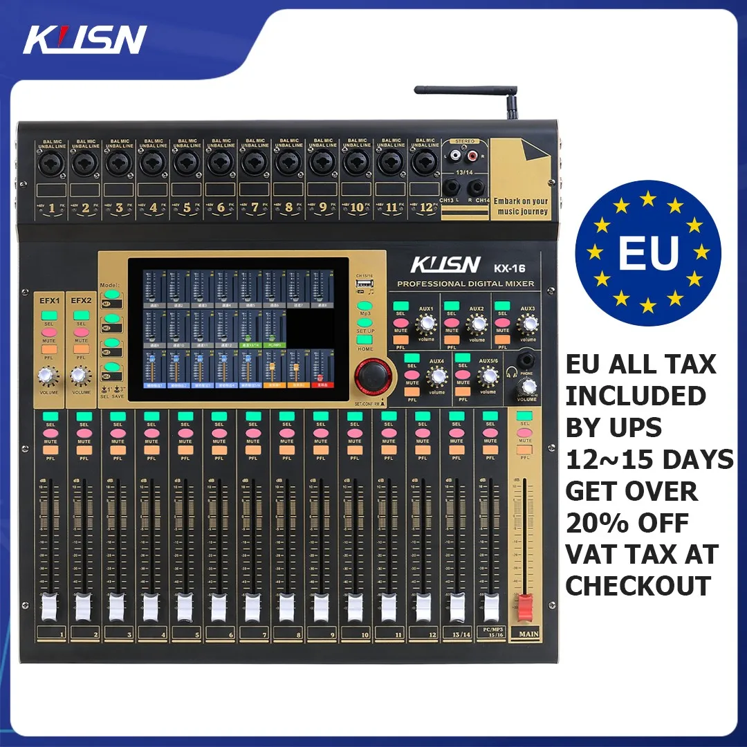 16-канальный WIFI профессиональный цифровой микшерный пульт 16 DSP звуковой микшерный пульт с 7-дюймовым сенсорным экраном
16-канальный WIFI профессиональный цифровой микшерный пульт 16 DSP звуковой микшерный пульт с 7-дюймовым сенсорным экраном