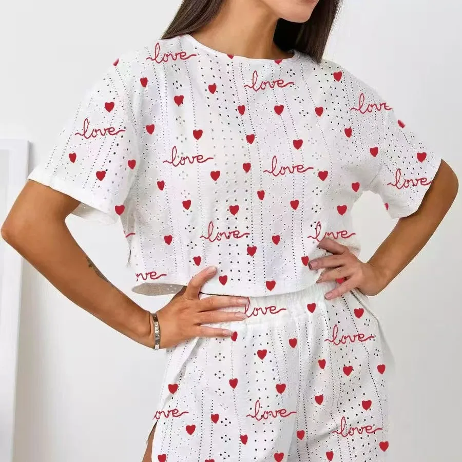 Women's Print Pajamas Set Summer Casual Women's Short Sleeve Tops Shorts Sleepwear 2 Piece Set Loose Round Neck Home Loungewear
Women's Print Pajamas Set Summer Casual Women's Short Sleeve Tops Shorts Sleepwear 2 Piece Set Loose Round Neck Home Loungewear