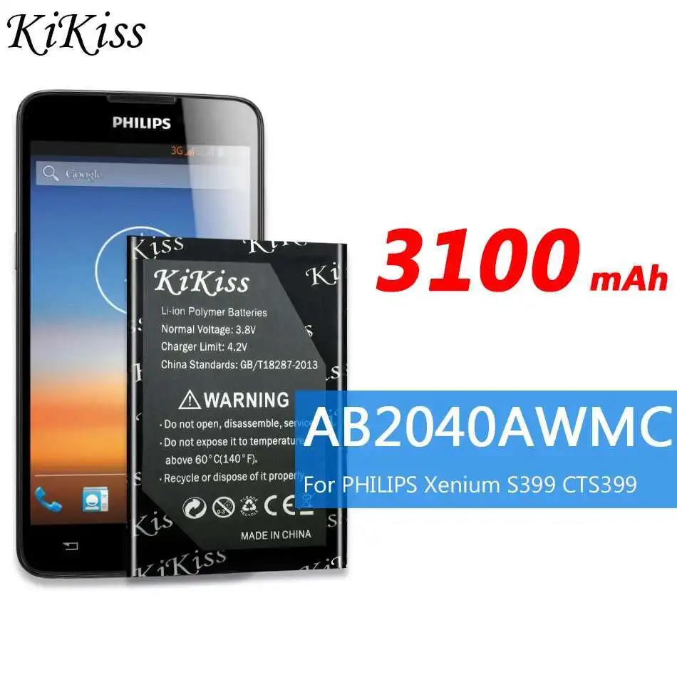 3100 мАч для Philips Xenium S399 CTS399 AB2040AWMC Сменный аккумулятор премиум-класса для мобильного телефона
3100 мАч для Philips Xenium S399 CTS399 AB2040AWMC Сменный аккумулятор премиум-класса для мобильного телефона