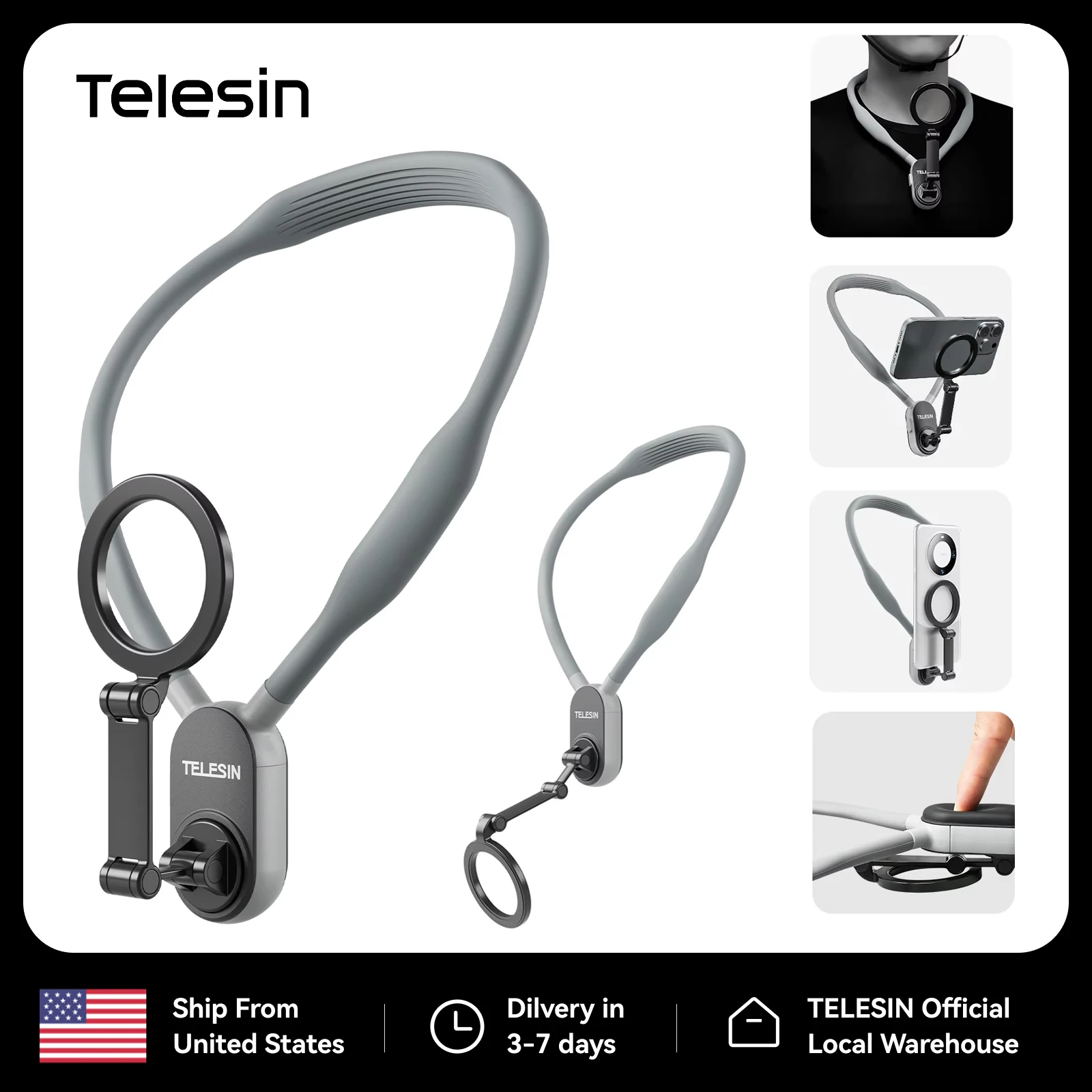 Магнитное крепление TELESIN на шею с быстрым отсоединением, подставка для телефона для iPhone MagSafe, SAMSUNG, HUAWEI, XIAOMI, универсальный держатель для телефона
Магнитное крепление TELESIN на шею с быстрым отсоединением, подставка для телефона для iPhone MagSafe, SAMSUNG, HUAWEI, XIAOMI, универсальный держатель для телефона