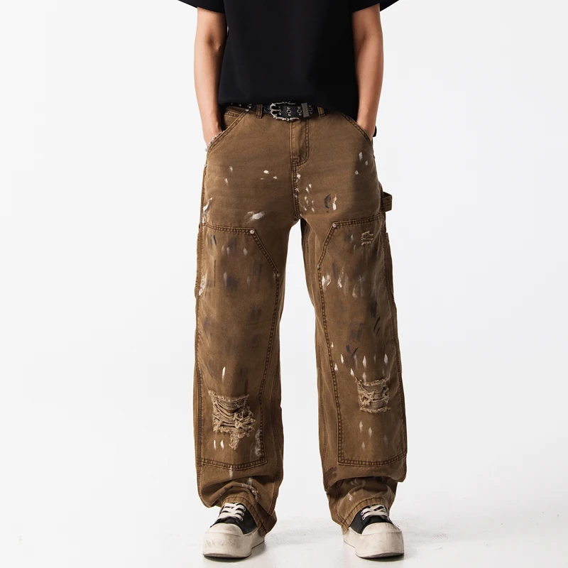 American High Street Fashion Pure Cotton Pant Men Hip Hop Loose Casual Wide Leg Cargo Ripped Pant Cityboy Hole Trousers
American High Street Fashion Pure Cotton Pant Men Hip Hop Loose Casual Wide Leg Cargo Ripped Pant Cityboy Hole Trousers
