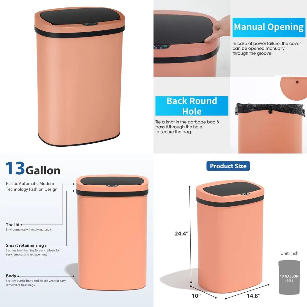 Touch-Free Automatic 13 Gallon Kitchen Trash Can with Lid - Large Capacity, Silent Design for Dorms and Home Use
Touch-Free Automatic 13 Gallon Kitchen Trash Can with Lid - Large Capacity, Silent Design for Dorms and Home Use