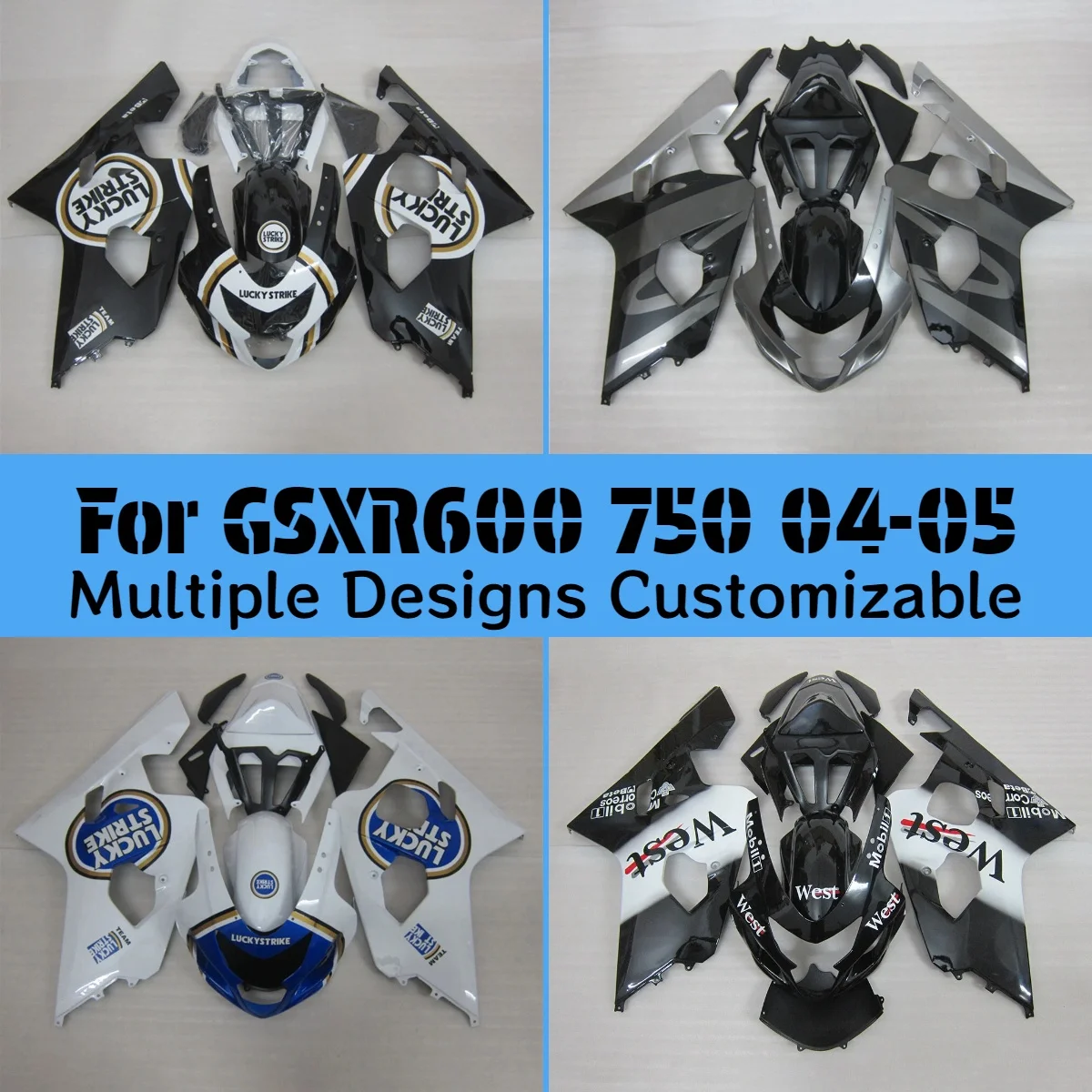 Для GSXR600 GSXR750 2004 2005 настраиваемые обтекатели GSXR 600 750 04 05, аксессуары для мотоциклов, комплект деталей для литьевого обтекателя
Для GSXR600 GSXR750 2004 2005 настраиваемые обтекатели GSXR 600 750 04 05, аксессуары для мотоциклов, комплект деталей для литьевого обтекателя
