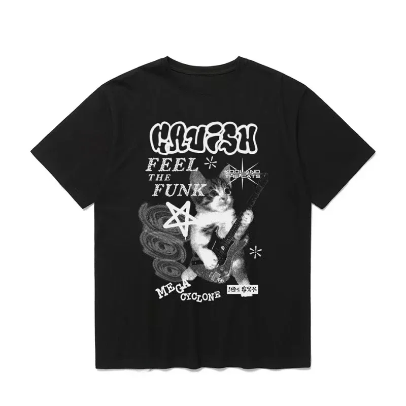 Korean Cavesh Short Sleeve Cat Guitar Printed Round Neck Kim Do young Same Cotton Loose Men's and Women's T-shirts Summer Tops
Korean Cavesh Short Sleeve Cat Guitar Printed Round Neck Kim Do young Same Cotton Loose Men's and Women's T-shirts Summer Tops