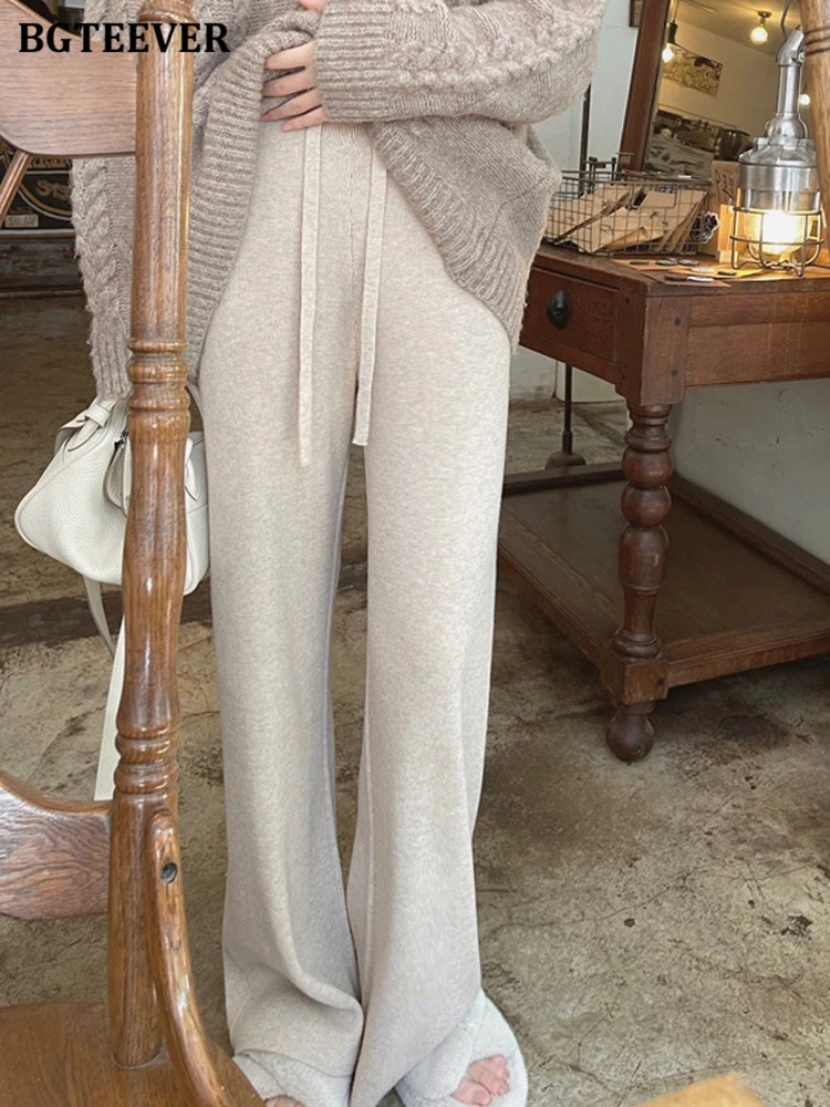 BGTEEVER Winter Warm Long Pants Loose Drawstring Knitted Trousers Women Elastic High Waist Ladies Wide Leg Pants
BGTEEVER Winter Warm Long Pants Loose Drawstring Knitted Trousers Women Elastic High Waist Ladies Wide Leg Pants
