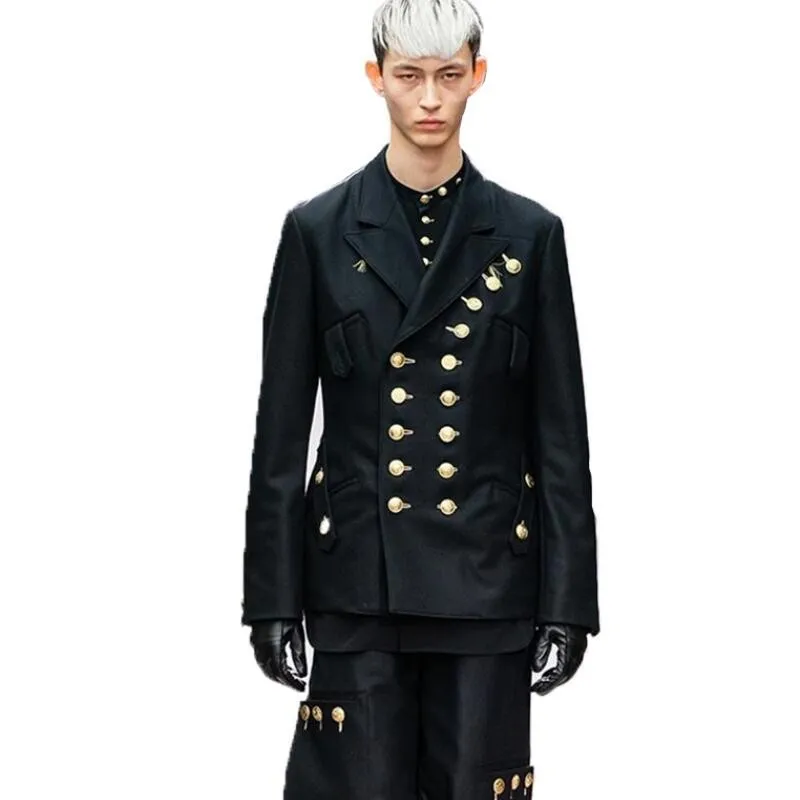 Spring Men Personalized Blazer Fashion Black Slim Double Breasted Suit Coat Nightclub Male Hip Hop Jacket Stage Singers Costumes
Spring Men Personalized Blazer Fashion Black Slim Double Breasted Suit Coat Nightclub Male Hip Hop Jacket Stage Singers Costumes