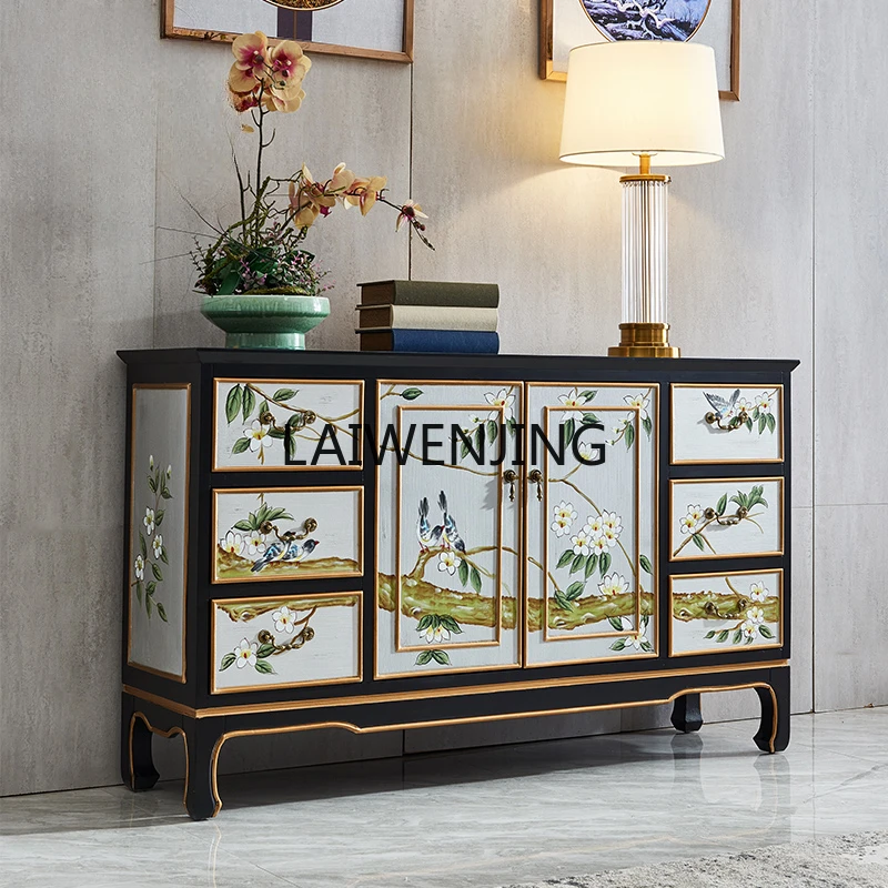 LYN new Chinese chest cabinet solid wood drawer paint hand-painted storage cabinet
LYN new Chinese chest cabinet solid wood drawer paint hand-painted storage cabinet