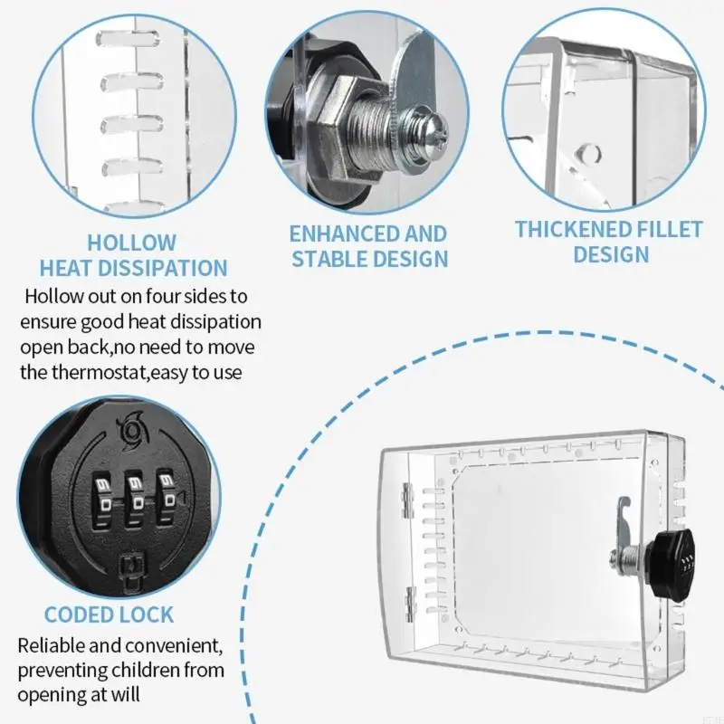 E74E Transparent Thermostat Cover Box with Secure Combination Lock Set Wall Mount Thermostats Guard for Home and Office Use
E74E Transparent Thermostat Cover Box with Secure Combination Lock Set Wall Mount Thermostats Guard for Home and Office Use