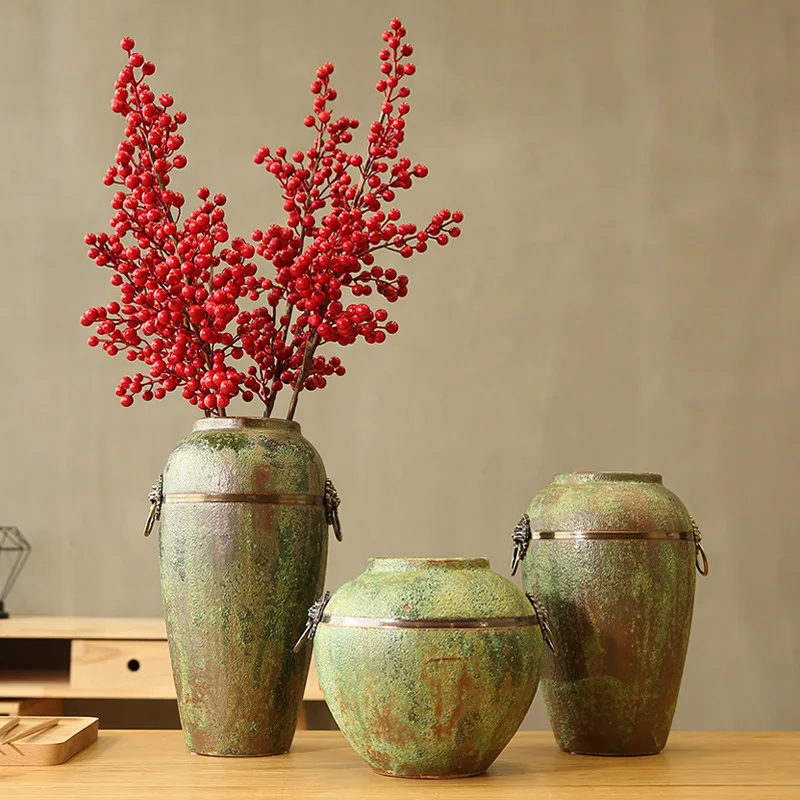 DSA Copper ring ceramic pot coarse pottery retro old simulation dry vase ornament flower arrangement home creative decoration
DSA Copper ring ceramic pot coarse pottery retro old simulation dry vase ornament flower arrangement home creative decoration