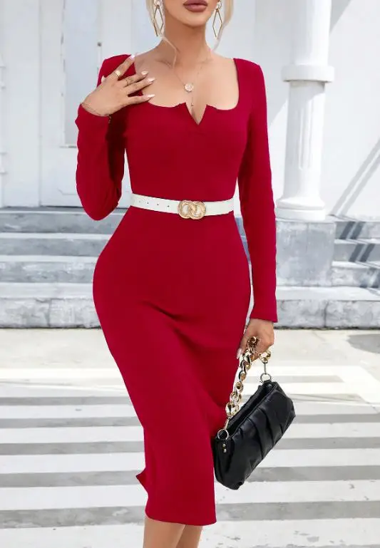 Women's Spring Dress Tight Fitting V-Neck Elegant and Sexy Slim Fit Design Long Sleeved Hip Hugging Dress Suitable for Banquets
Women's Spring Dress Tight Fitting V-Neck Elegant and Sexy Slim Fit Design Long Sleeved Hip Hugging Dress Suitable for Banquets