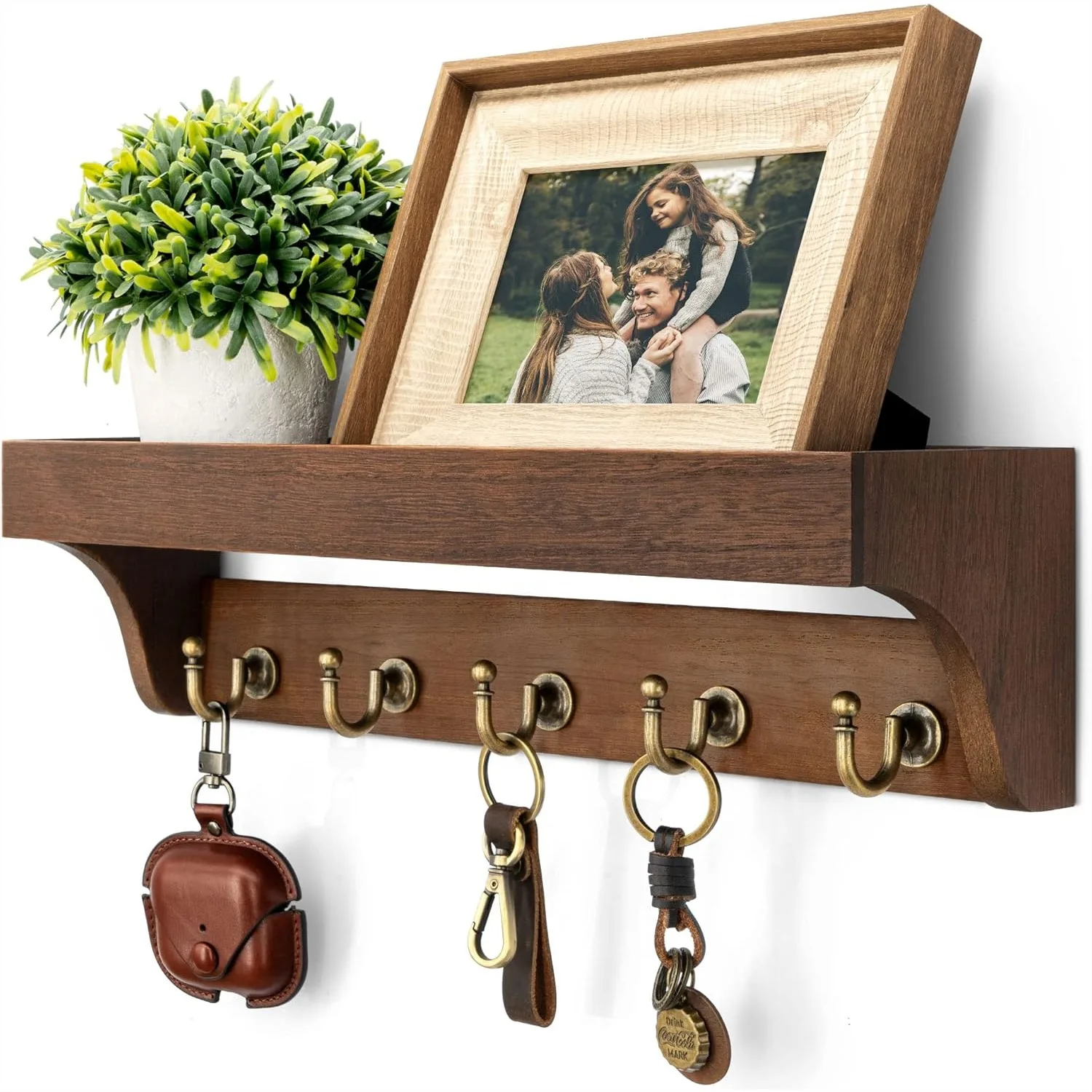 Rustic Wooden Key Holder For Wall With 5 Hooks And Shelf For Entryway Hallway Home Decor Retro Brown
Rustic Wooden Key Holder For Wall With 5 Hooks And Shelf For Entryway Hallway Home Decor Retro Brown
