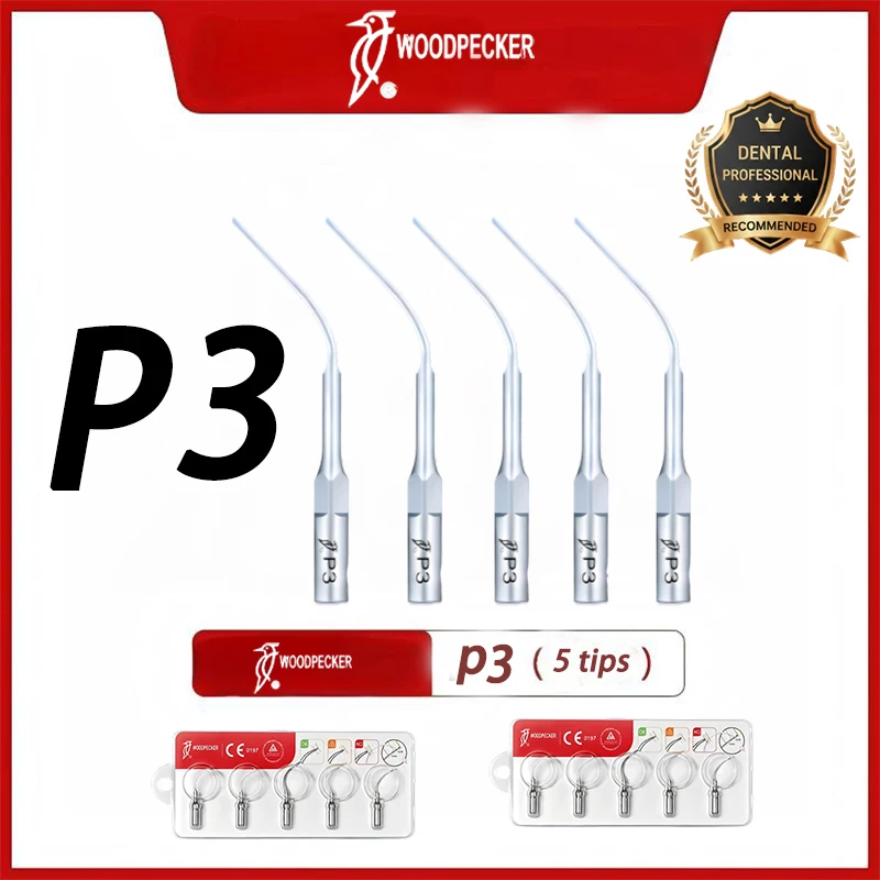 5PCS Woodpecker P3 Ultrasonic Scaler Tips Compatible with EMS Mectron Handpiece Dental Scaling Teeth Cleaning Tool
5PCS Woodpecker P3 Ultrasonic Scaler Tips Compatible with EMS Mectron Handpiece Dental Scaling Teeth Cleaning Tool