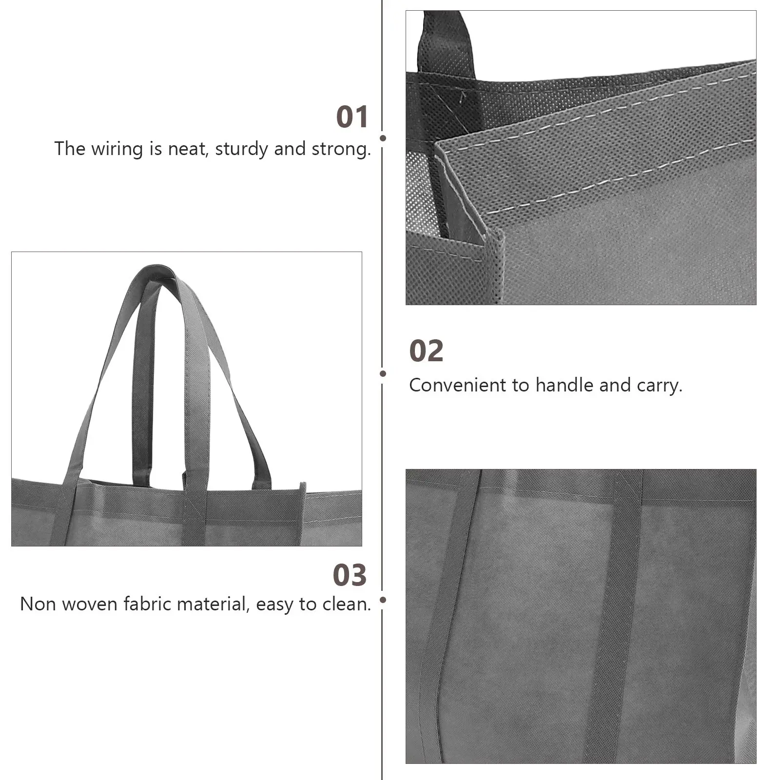 3pcs Foldable Shopping Bag Set 41x26x33cm Grey Cloth Tote Bags Large Capacity Non Woven Fabrics Storage Bags Groceries
3pcs Foldable Shopping Bag Set 41x26x33cm Grey Cloth Tote Bags Large Capacity Non Woven Fabrics Storage Bags Groceries