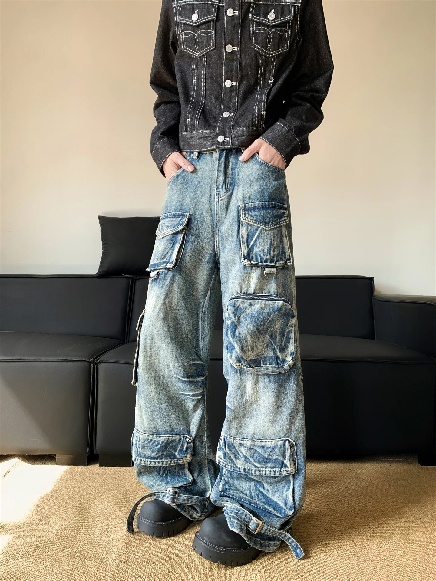 American Retro Workwear Jeans Men's Heavyweight Washed Multi Pocket Vintage Street Style Loose Wide Leg Long Trousers
American Retro Workwear Jeans Men's Heavyweight Washed Multi Pocket Vintage Street Style Loose Wide Leg Long Trousers
