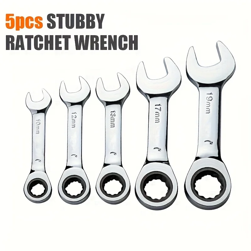 10-19mm Reversible Combination Short Handle Wrench 72-tooth Ratchet Wrench Double Head Opening Plum Wrench Auto Repair Tool Set
10-19mm Reversible Combination Short Handle Wrench 72-tooth Ratchet Wrench Double Head Opening Plum Wrench Auto Repair Tool Set