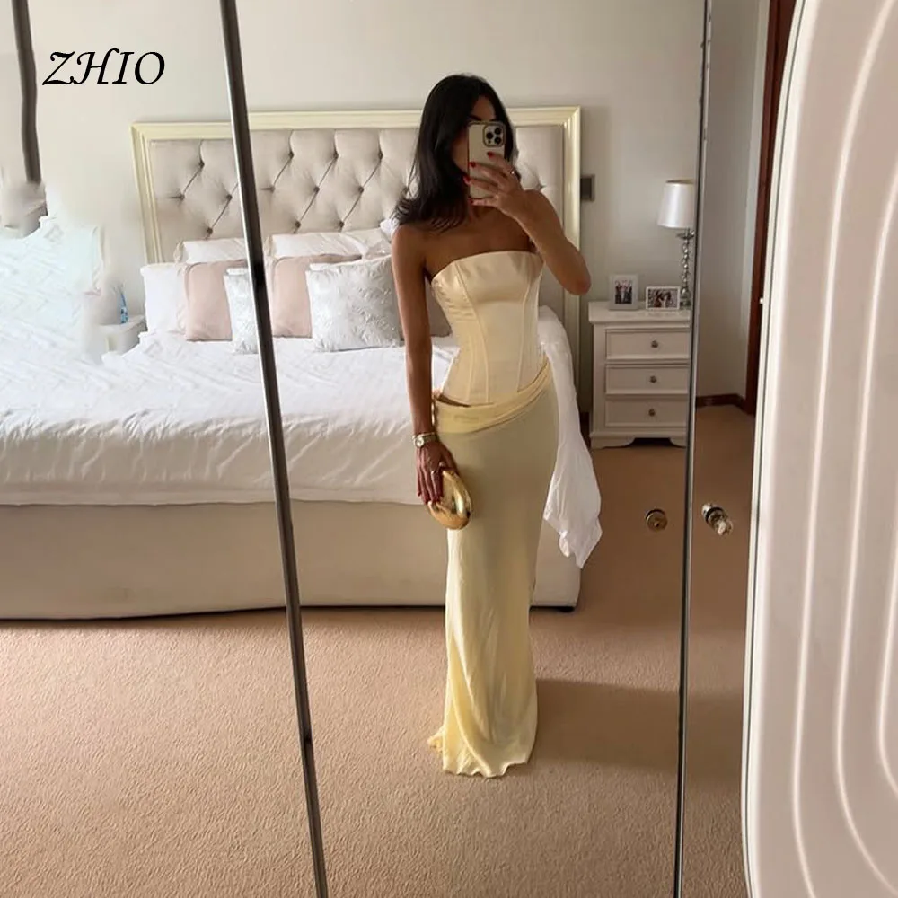 ZHIO Simple Baby Yellow Mermaid Evening Dress Strapless Satin Prom Gown Wedding Party Dresses US Woman Customized New
ZHIO Simple Baby Yellow Mermaid Evening Dress Strapless Satin Prom Gown Wedding Party Dresses US Woman Customized New