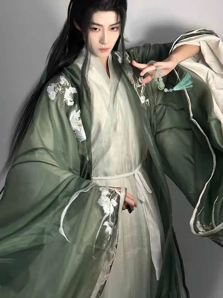 Men's Chinese Hanfu Robe, Traditional Ancient Green Embroidered Costume, Flowing Wuxia Style Outfit for Cosplay & Photoshoot
Men's Chinese Hanfu Robe, Traditional Ancient Green Embroidered Costume, Flowing Wuxia Style Outfit for Cosplay & Photoshoot
