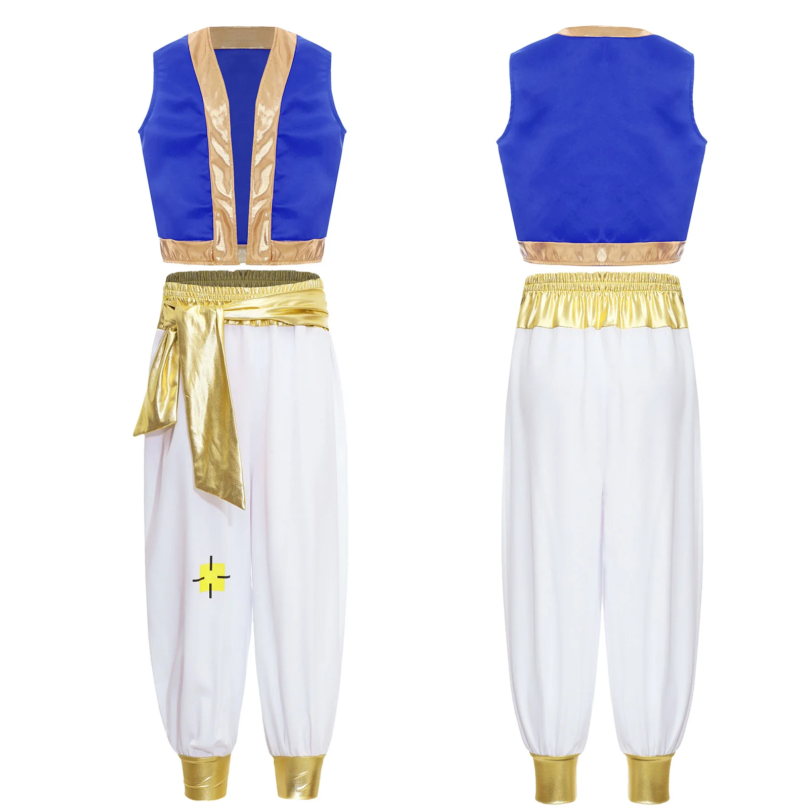Boys Mythical Arabian Prince Cosplay Costume Outfit with Waistcoat Vest Top And Pants for Halloween Dress Up Performance Costume
Boys Mythical Arabian Prince Cosplay Costume Outfit with Waistcoat Vest Top And Pants for Halloween Dress Up Performance Costume