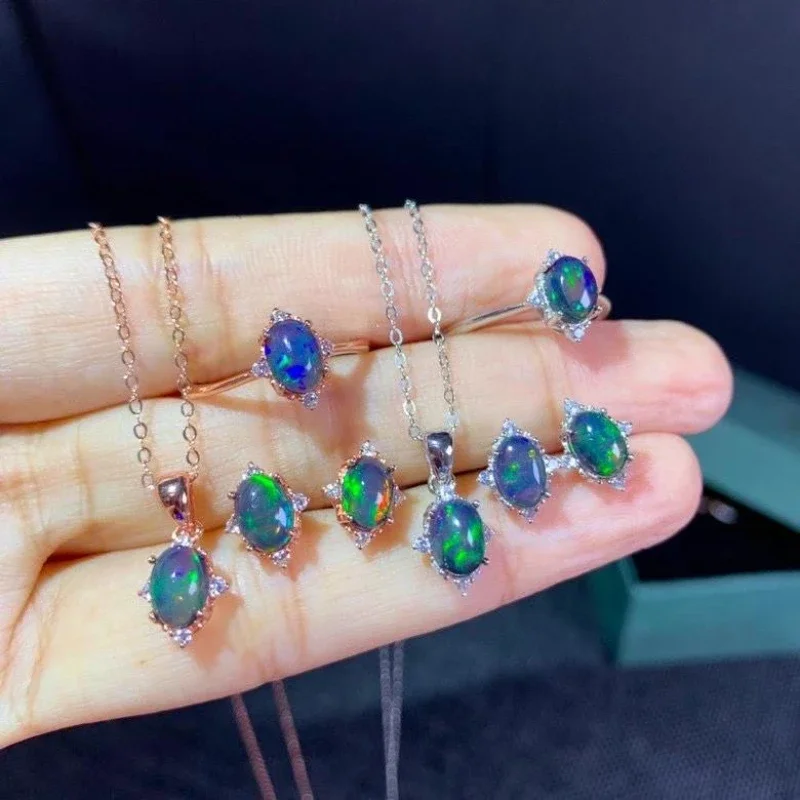 Natural Opal Set Ring Necklace Beautiful Flame Wonderful Star Pattern 925 Silver
Natural Opal Set Ring Necklace Beautiful Flame Wonderful Star Pattern 925 Silver