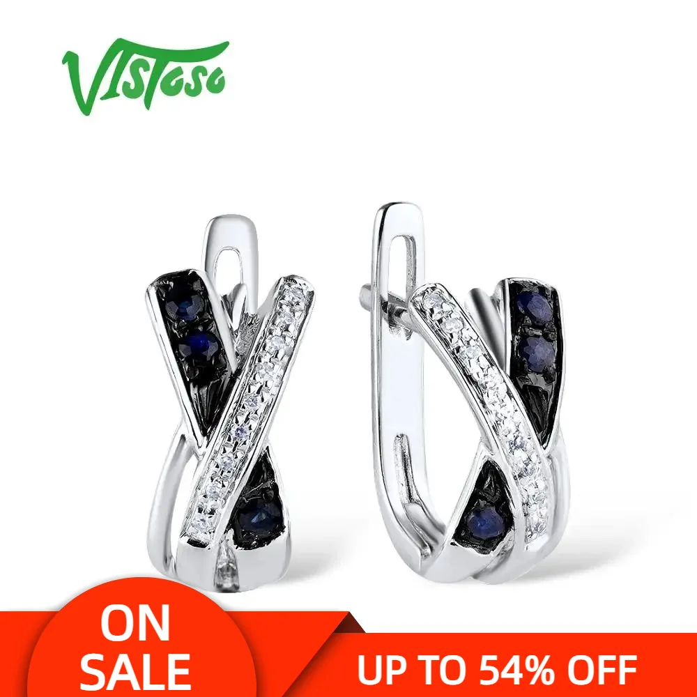 VISTOSO Gold Earrings For Women Pure 14K 585 White Gold Sparkling Blue Sapphire Diamond Anniversary Wedding Elegant Fine Jewelry
VISTOSO Gold Earrings For Women Pure 14K 585 White Gold Sparkling Blue Sapphire Diamond Anniversary Wedding Elegant Fine Jewelry