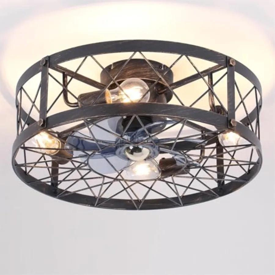 20" Farmhouse Flush Mount Caged Ceiling Fans with Lights Rustic Low Profile Ceiling Fan with Remote Quiet Reversible DC Motor S
20" Farmhouse Flush Mount Caged Ceiling Fans with Lights Rustic Low Profile Ceiling Fan with Remote Quiet Reversible DC Motor S