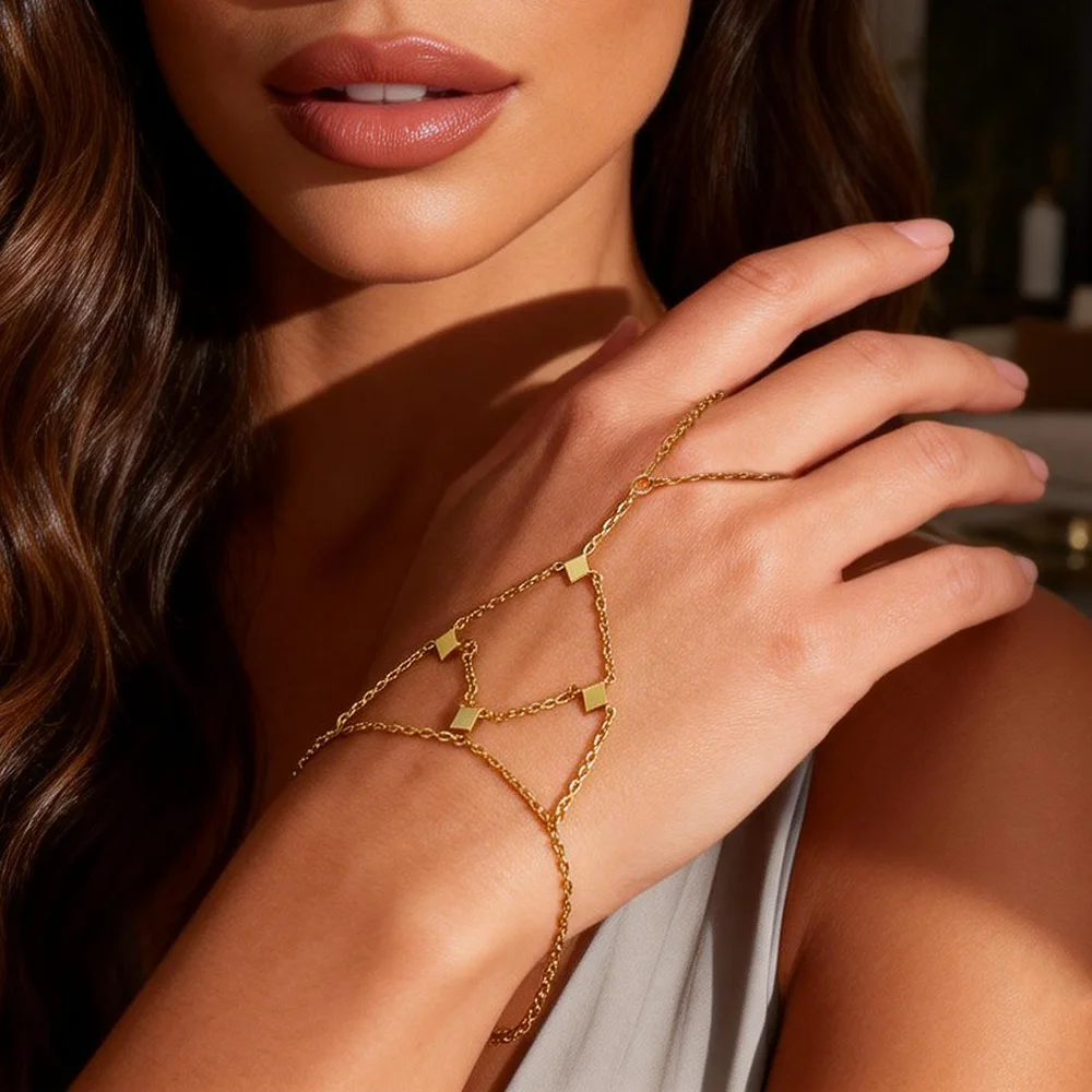 Coranda Women's Stainless Steel Plated 18K Gold Hand back bracelet Jewelry Gift - Simple Waterproof Ins Style Finger Connected
Coranda Women's Stainless Steel Plated 18K Gold Hand back bracelet Jewelry Gift - Simple Waterproof Ins Style Finger Connected