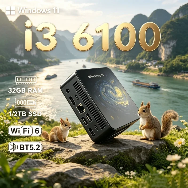Aureate 2026 Daintycasing MINI PC Windows 11 Pro Core I3 6100 RAM 1TB SSD WIFI 6 BT5.2 4K HD Lofty Noiseless Gaming Office
Aureate 2026 Daintycasing MINI PC Windows 11 Pro Core I3 6100 RAM 1TB SSD WIFI 6 BT5.2 4K HD Lofty Noiseless Gaming Office